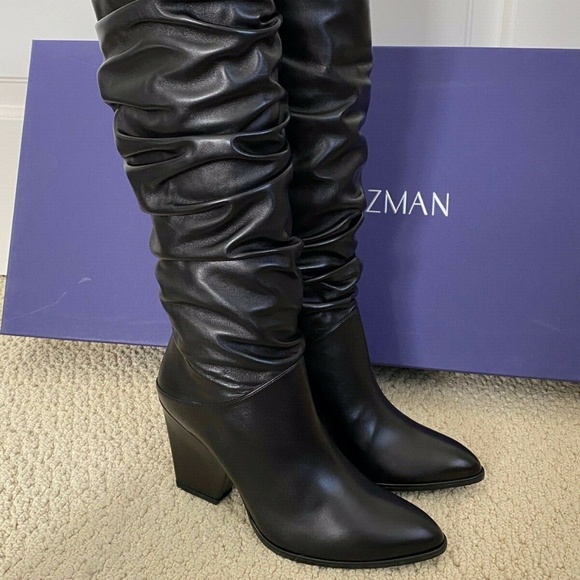 Stuart Weitzman Smashing Black Leather Knee Boots - Picture 9 of 12